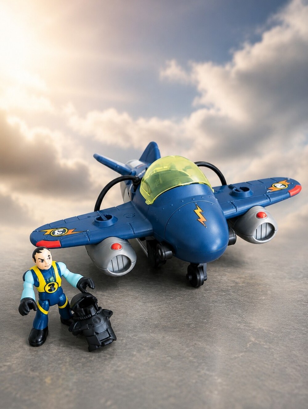 Fisher Price Imaginext Sky Racers Jet Plane Pilot Figure Airplane Toy